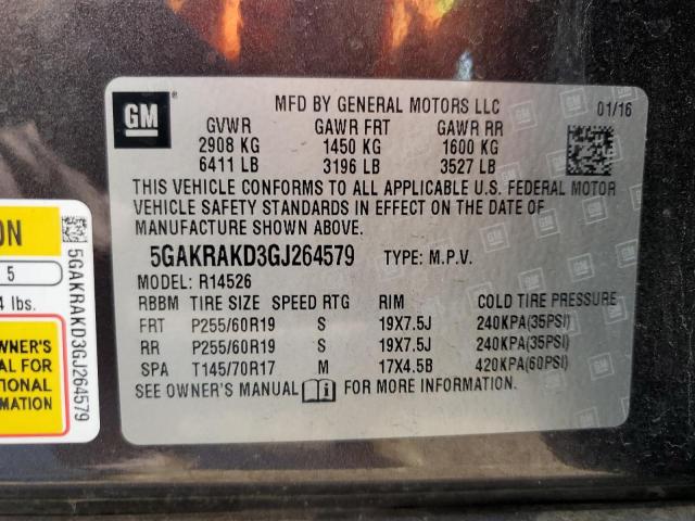 2016 BUICK ENCLAVE 5GAKRAKD3GJ264579