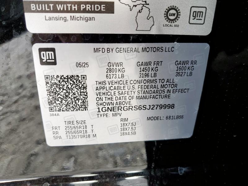2025 CHEVROLET TRAVERSE L 1GNERGRS6SJ279998