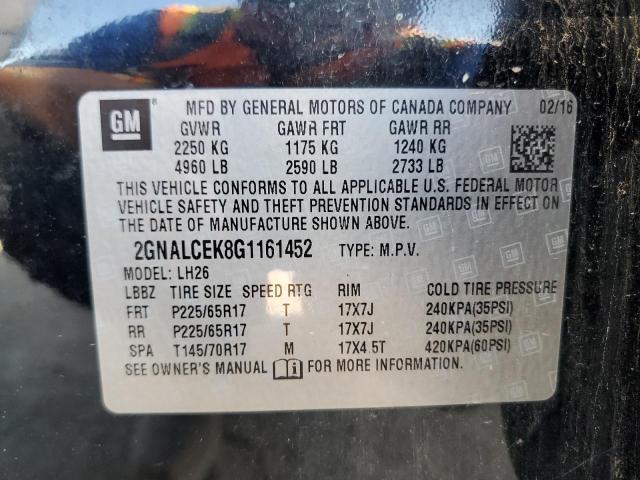 2016 CHEVROLET EQUINOX LT 2GNALCEK8G1161452