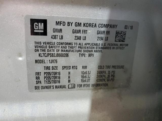 2018 CHEVROLET TRAX 1LT KL7CJPSB2JB660206