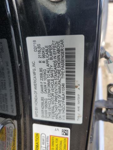 2018 HONDA ACCORD EX 1HGCV1F46JA110546
