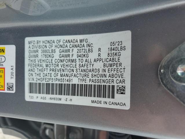 2023 HONDA CIVIC SPOR 2HGFE2F51PH551491