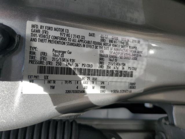 2017 FORD FOCUS SE - 1FADP3F25HL241219
