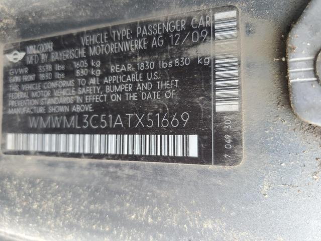 2010 MINI COOPER CLU - WMWML3C51ATX51669