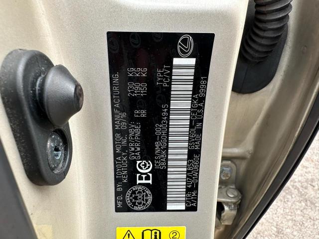 2017 LEXUS ES 350 58ABK1GG0HU034945
