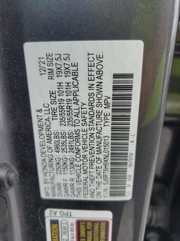 2022 HONDA CR-V TOURI 5J6RT6H9XNL015013