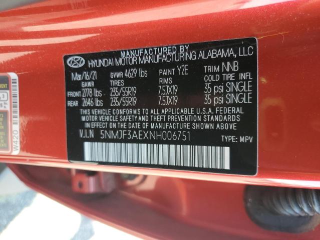2022 HYUNDAI TUCSON SEL - 5NMJF3AEXNH006751