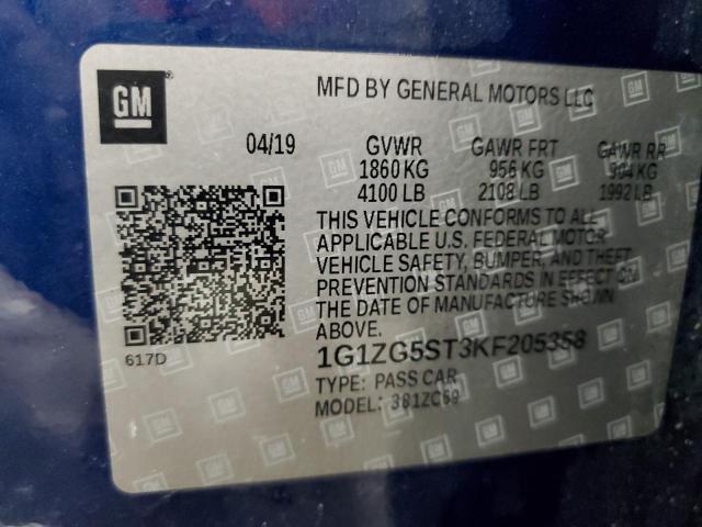 2019 CHEVROLET MALIBU RS 1G1ZG5ST3KF205358