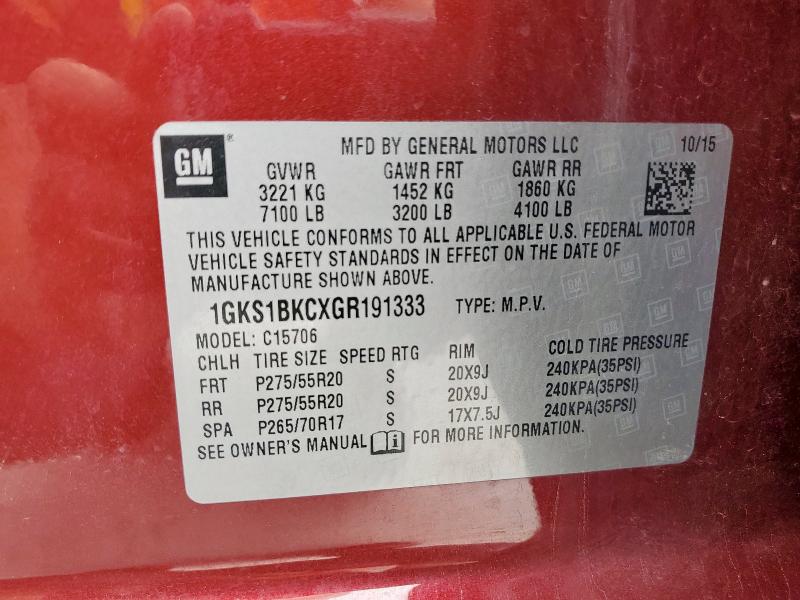 2016 GMC YUKON SLT 1GKS1BKCXGR191333