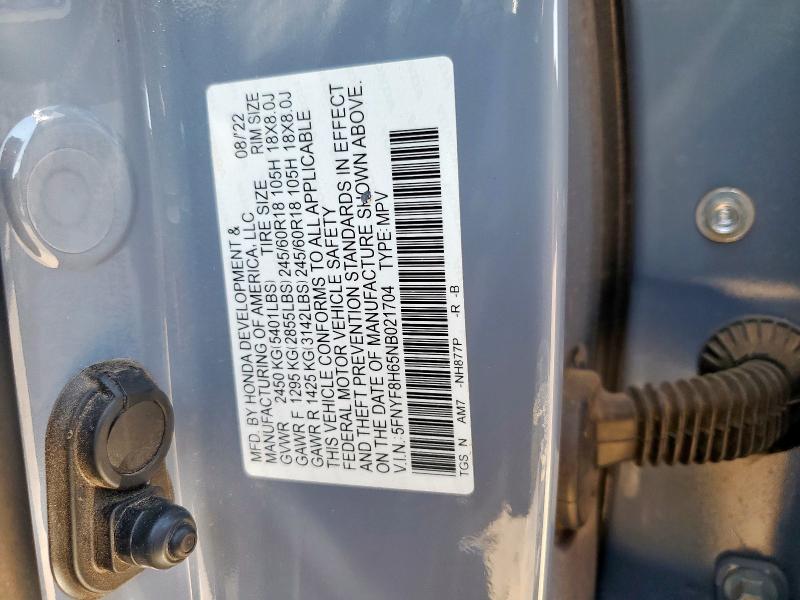 2022 HONDA PASSPORT T 5FNYF8H65NB021704