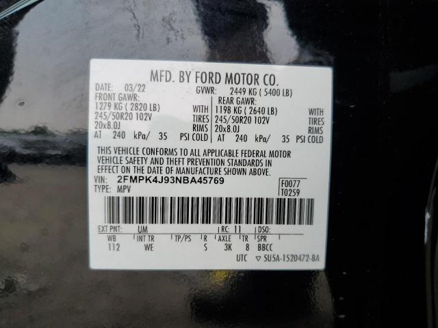 2022 FORD EDGE SEL - 2FMPK4J93NBA45769