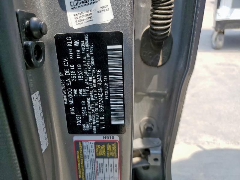 2022 KIA RIO LX 3KPA24AD4NE434346