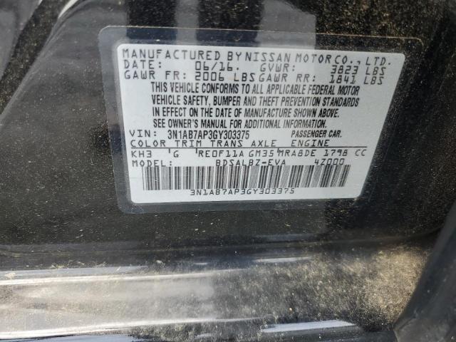 2016 NISSAN SENTRA S - 3N1AB7AP3GY303375