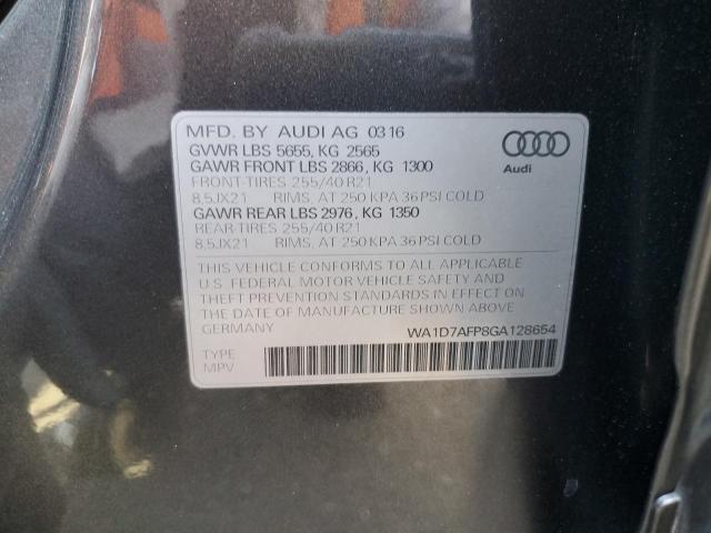 2016 AUDI Q5 PREMIUM WA1D7AFP8GA128654