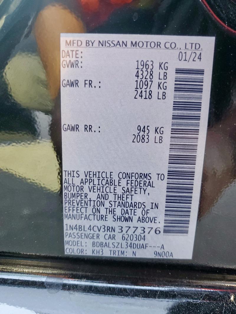 2024 NISSAN ALTIMA SR - 1N4BL4CV3RN377376