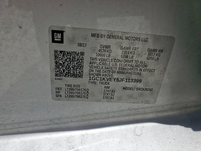 2018 CHEVROLET SILVERADO 1GC1KVEY5JF113399