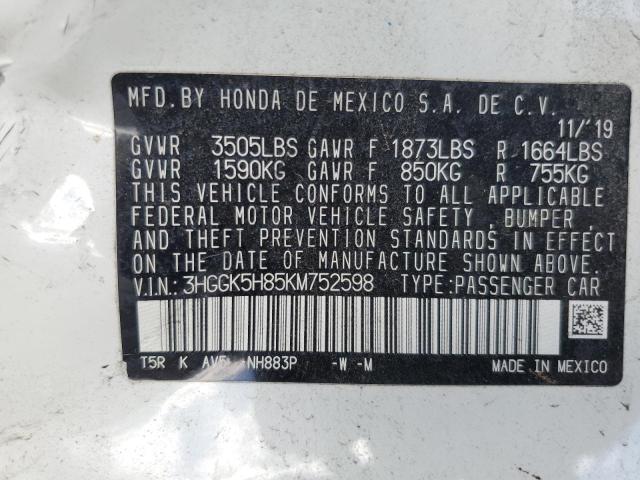 2019 HONDA FIT EX 3HGGK5H85KM752598