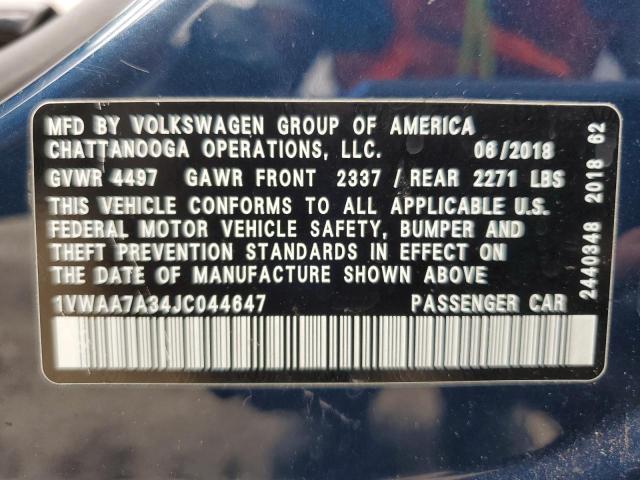2018 VOLKSWAGEN PASSAT S 1VWAA7A34JC044647
