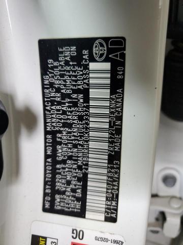 2019 TOYOTA COROLLA L 2T1BURHE0KC233371