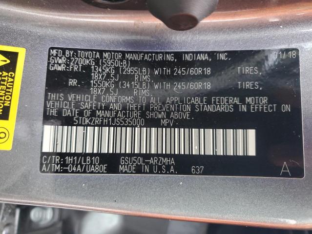 2018 TOYOTA HIGHLANDER - 5TDKZRFH1JS535000