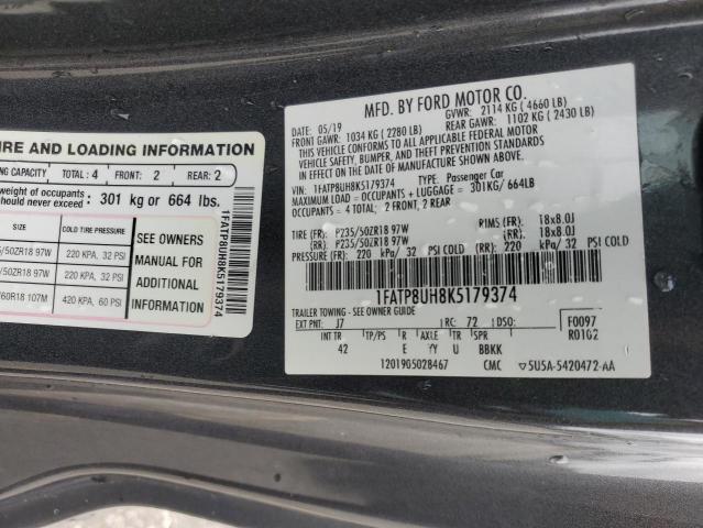 2019 FORD MUSTANG 1FATP8UH8K5179374