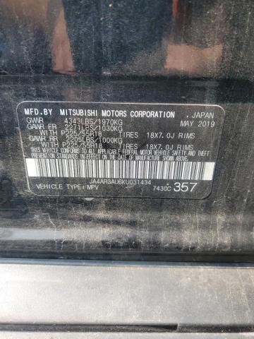 2019 MITSUBISHI OUTLANDER JA4AR3AU6KU031434