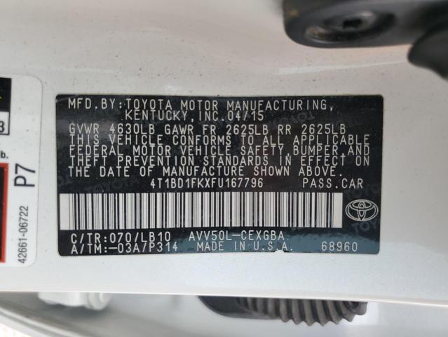 2015 TOYOTA CAMRY HYBRID 4T1BD1FKXFU167796