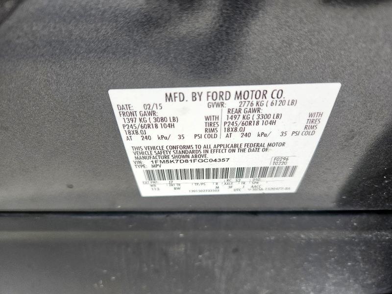 2015 FORD EXPLORER X 1FM5K7D81FGC04357