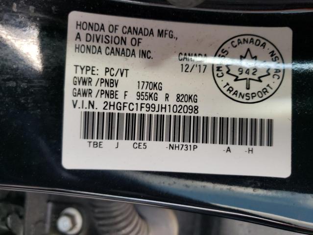 2018 HONDA CIVIC TOUR - 2HGFC1F99JH102098