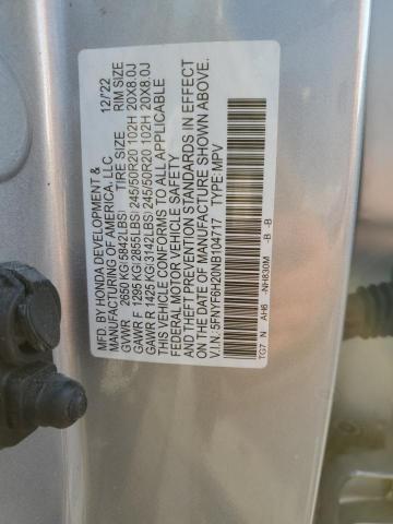2022 HONDA PILOT SE 5FNYF6H20NB104717