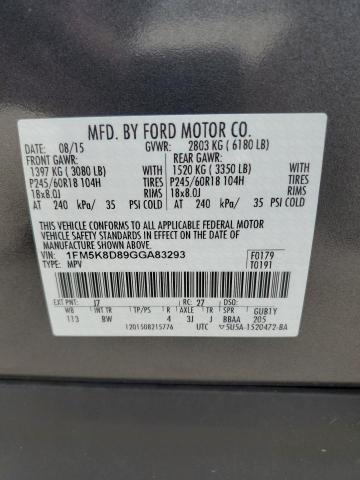 2016 FORD EXPLORER X 1FM5K8D89GGA83293
