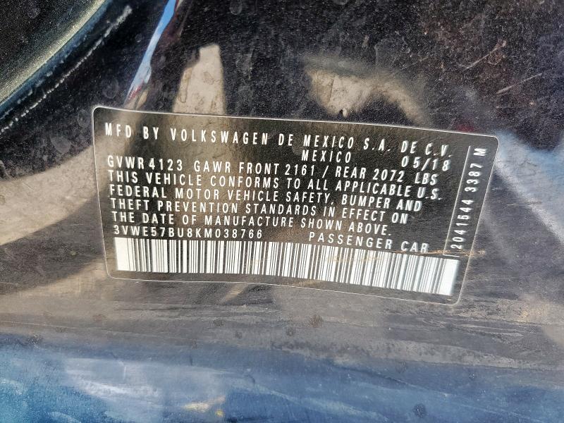 2019 VOLKSWAGEN JETTA SEL 3VWE57BU8KM038766