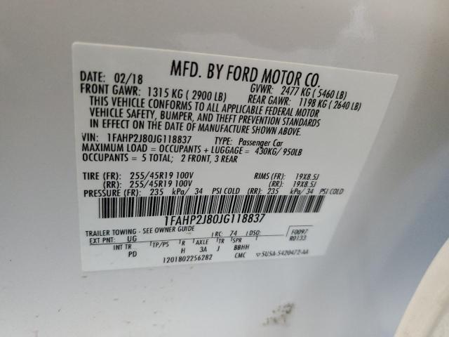 2018 FORD TAURUS LIMITED 1FAHP2J80JG118837