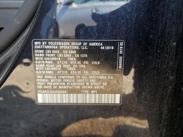 2018 VOLKSWAGEN ATLAS S 1V2AP2CA3JC600381