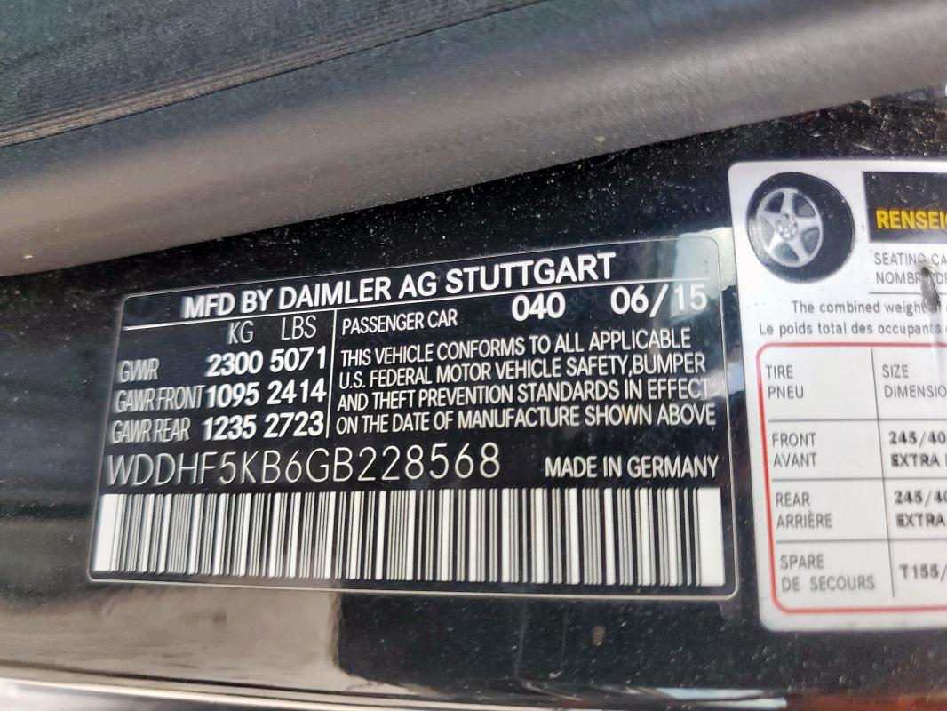 2016 MERCEDES-BENZ E 350 WDDHF5KB6GB228568
