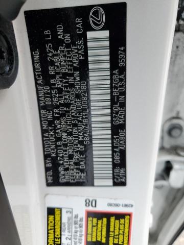 2020 LEXUS ES 350 58ADZ1B11LU082180