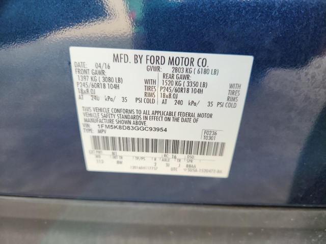 2016 FORD EXPLORER X 1FM5K8D83GGC93954