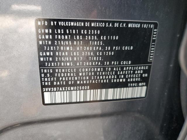 2019 VOLKSWAGEN TIGUAN SE 3VV3B7AX2KM025608