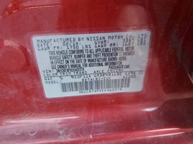 2014 NISSAN VERSA S - 3N1CN7APXEK462278