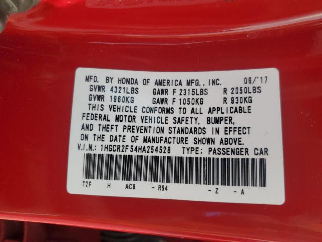 2017 HONDA ACCORD SPO 1HGCR2F54HA254528