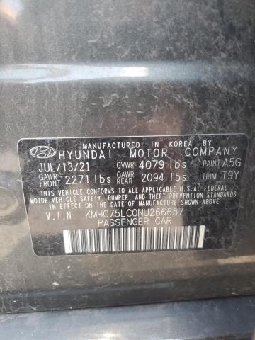 2022 HYUNDAI IONIQ SE KMHC75LC0NU266657