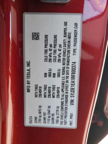 2024 TESLA MODEL 3 5YJ3E1EA1RF800374