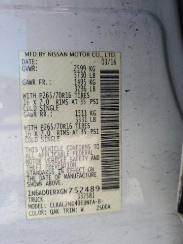 2016 NISSAN FRONTIER S 1N6AD0ERXGN752489