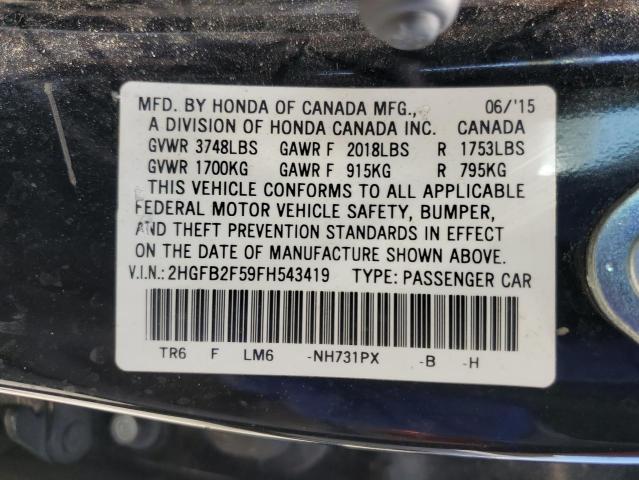 2015 HONDA CIVIC LX 2HGFB2F59FH543419