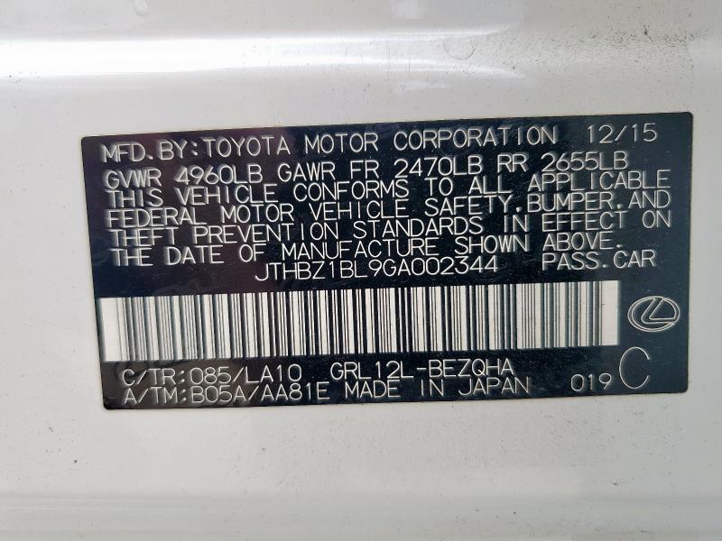 2016 LEXUS GS 350 BAS JTHBZ1BL9GA002344