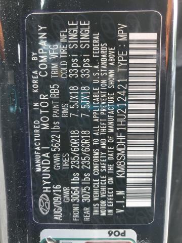 2017 HYUNDAI SANTA FE S KM8SMDHF1HU212421