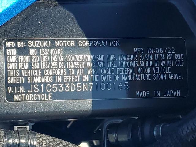 2022 SUZUKI GSX-S750 M JS1C533D5N7100165