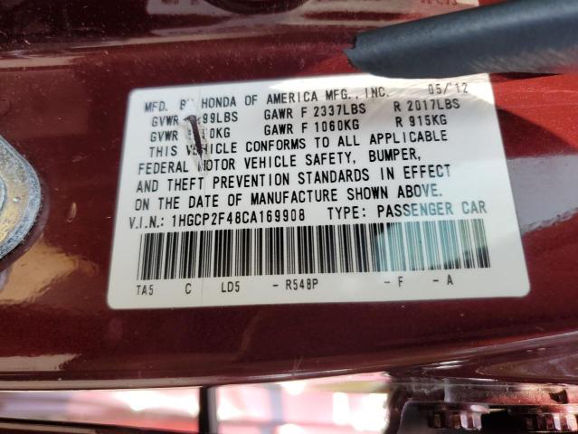 2012 HONDA ACCORD LXP - 1HGCP2F48CA169908