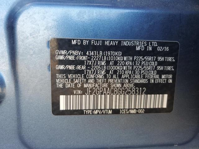 2016 SUBARU CROSSTREK JF2GPAAC8GG258312