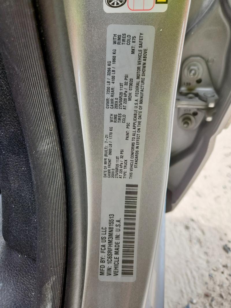 2021 RAM 1500 LIMIT 1C6SRFHM3MN815513